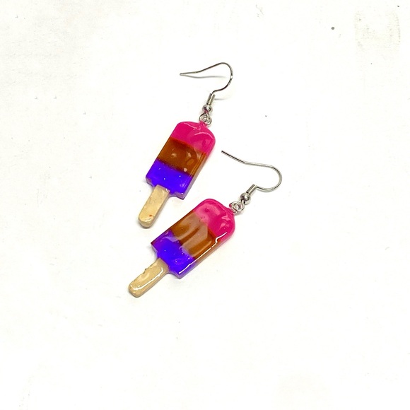HANDMADE Popsicle Resin Art Dangle Earrings - Picture 6 of 10